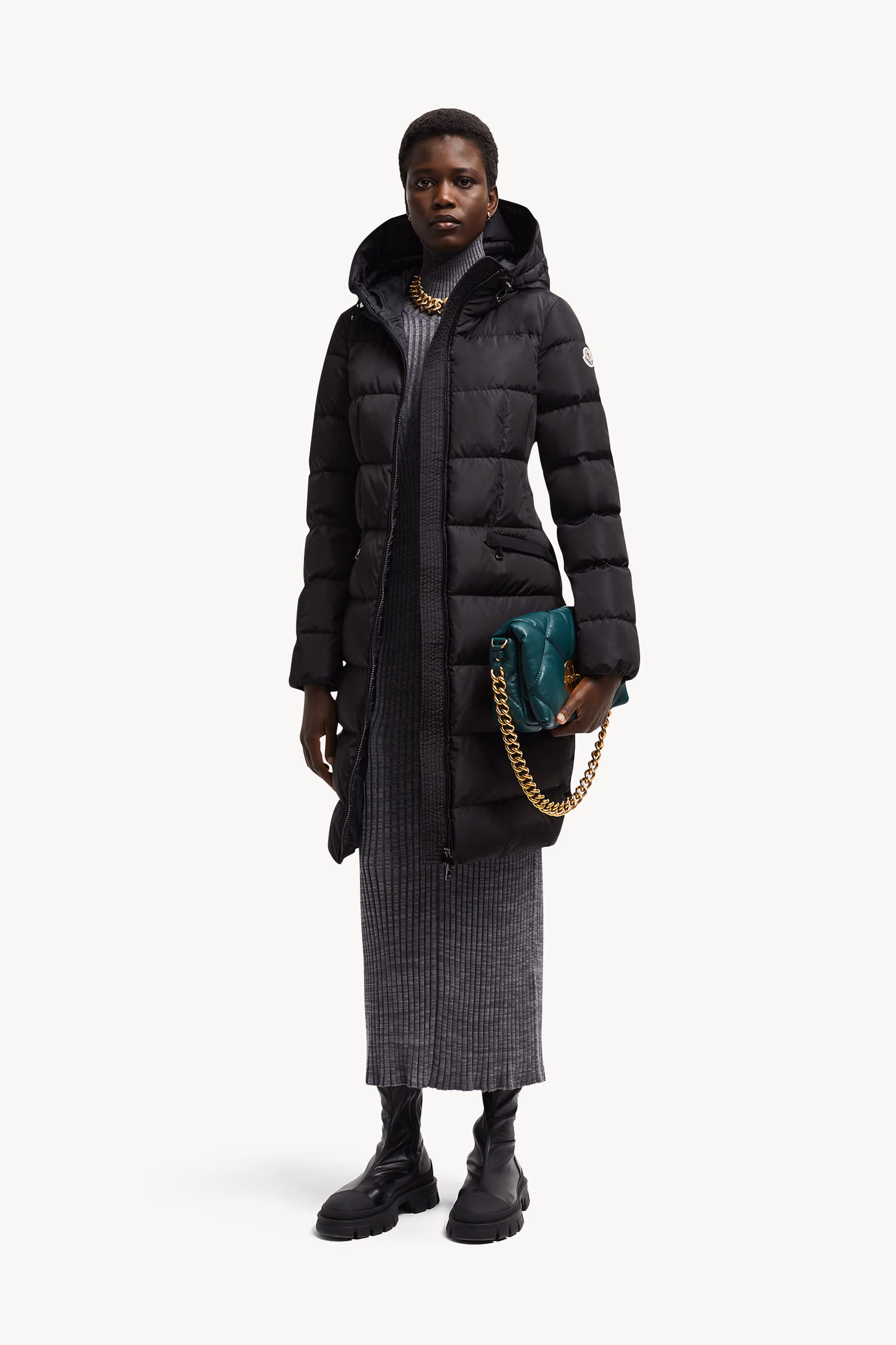 Doudoune longue Avocette à capuche Femmes Noir Moncler 0